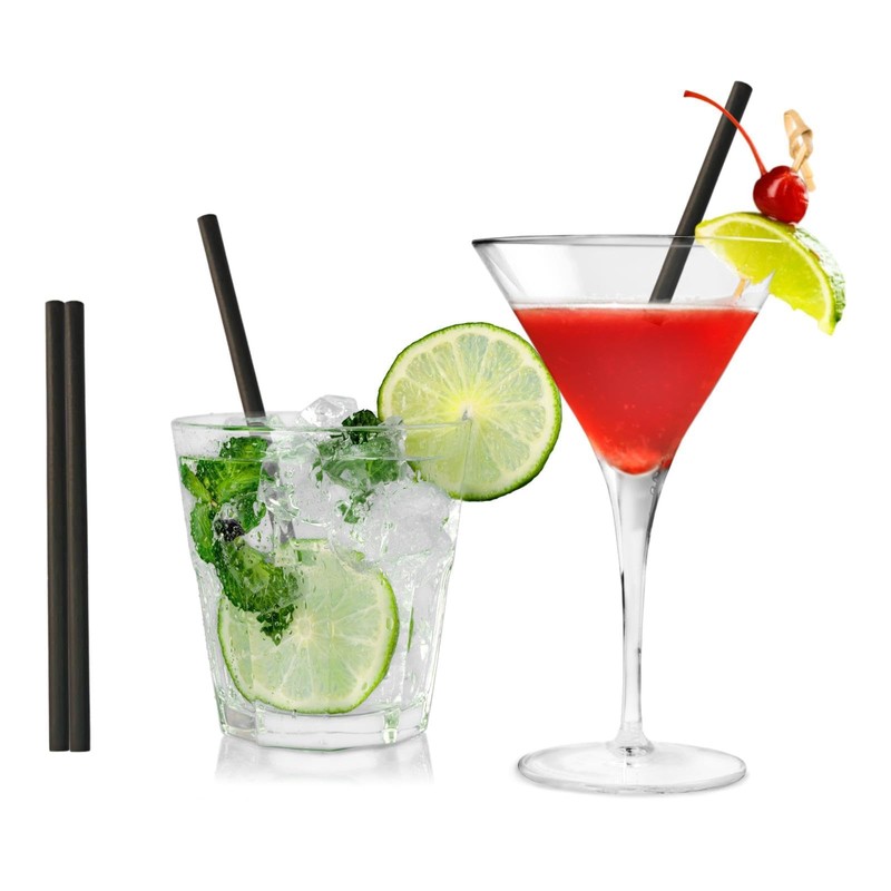 SYLVA-250 Black Cocktail Straws-Strong & Sustainable-made from Sugarcane Straws,Drinking Straws