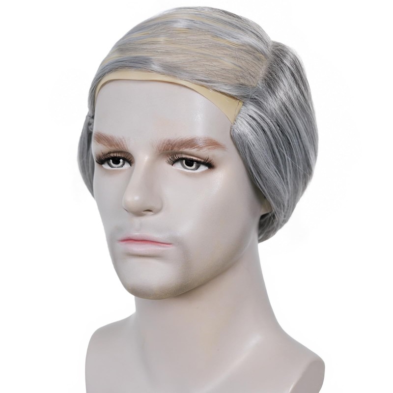 Grey Comb Over Wig Mens Bald Wig with Side Hair