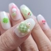Green tea-eaten turtle handmade nail tip - Petit round /