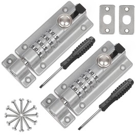 Weielt Digit Combination Locking Bolt, 4 Digit Sliding Lockable 120mm Stainless Steel Silded Garden Heavy Duty Gate Latch for Wooden Gates, Gate Door Bolt Lock with Anti-Tamper Screws (Silver 2Pack)