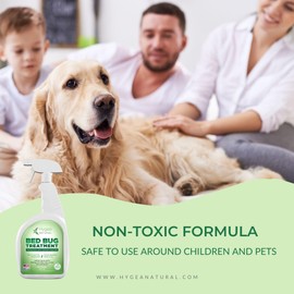 Bed Bug Natural Spray Treatment by Hygea Natural - 24oz, Natural & Non-Toxic & Odorless, Child & Pet Safe - Treats All Crawling pests Including lice, Ticks, Fleas, Ants