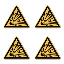 Warning of explosive substances: W002 - DIN EN ISO 7010 / ASR A1.3 - sticker: 10 cm, pack of 4