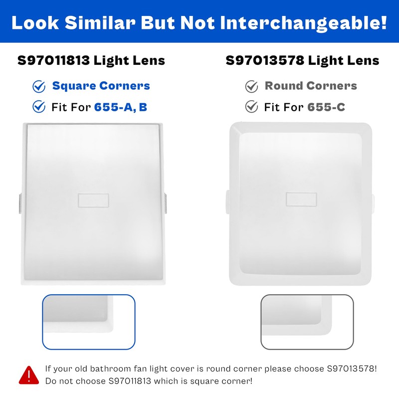 prime&swift S97011813 Light Lens fit for Broan,Bathroom Light Cover Replacement