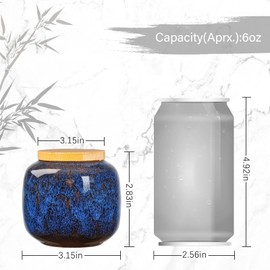 TkoYuHm 6oz Flambe Glaze Ceramic Loose Tea Canister Vintage Storage Jars with Airtight Wooden Lid Blue Matcha Tin Container for Coffee Beans Condiments