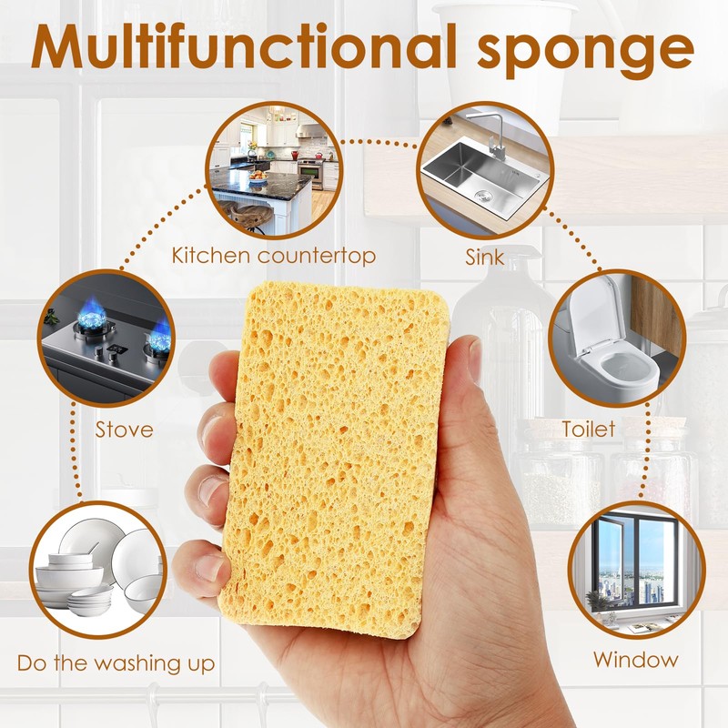 Foribyw 18 Pack Biodegradable Kitchen Sponges, Natural Plant Based Scrub