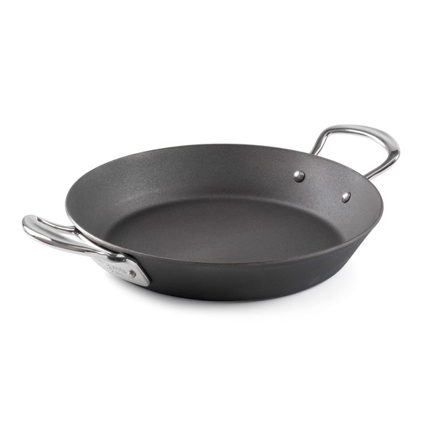 Samuel Groves Paella Pan Wide and Shallow BBQ Cooking Professional Strong Carbon Steel Indestructible Construction for Cooking Mediterranean Dishes Made in England (10''/26cm)