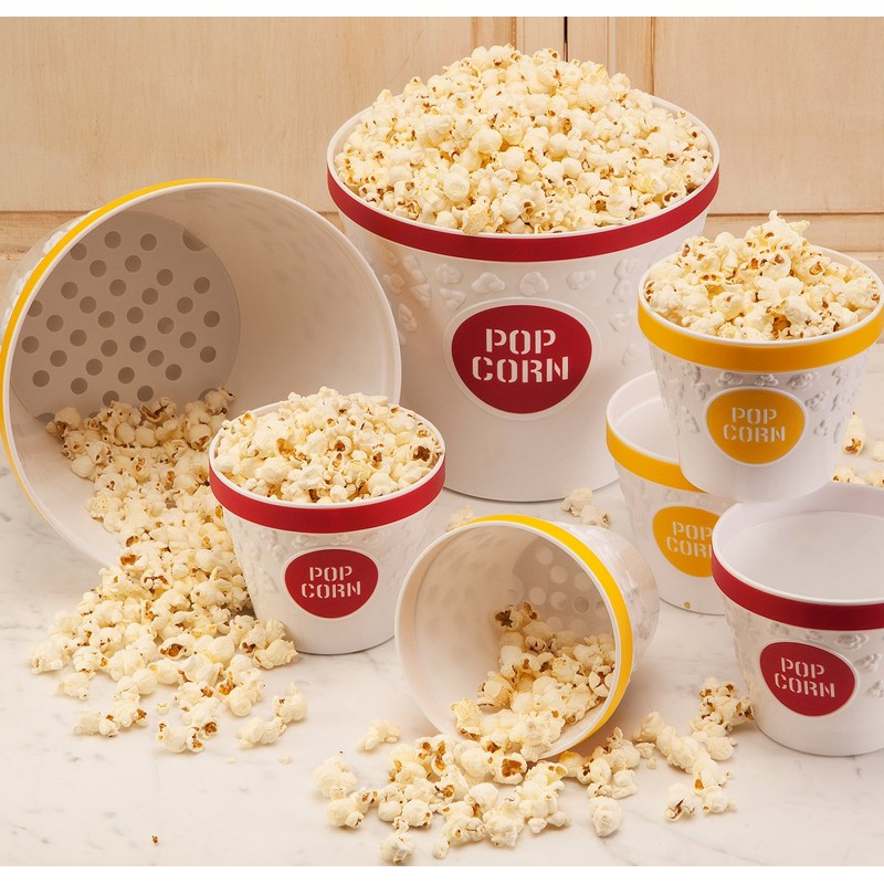 Hutzler Popcorn Bucket, Plastic Bowl, Red Large
