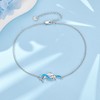 MONGAS Dolphin Anklet Sterling Silver Opal Wave Dolphin Link Anklet