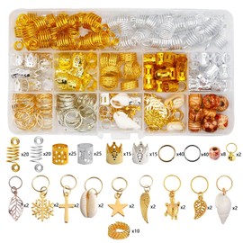DUOHERESHUI Pack of 238 Beads Metal Hair Clips, Hair Rings Braids, Hair Braid Rings, Dreadlocks Jewellery with Storage Box, for Braids, Hair Extensions, Dreadlocks Decoration