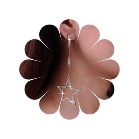 TseenYi Boho Crystal Star Stud Earrings, CZ Star Earrings, Gold Hollow Star Dangle Earrings, Vintage Rhinestone Star Earrings, Long Star Stud Earrings, Jewelry for Women and Girls, Zinc