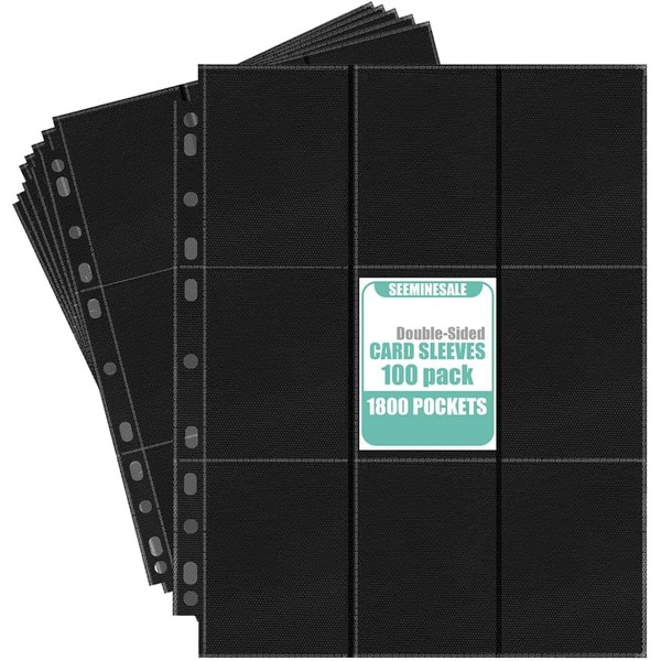 SEEMINESALE Trading Card Cases Black, Size A4 Double-Sided Card Sleeves