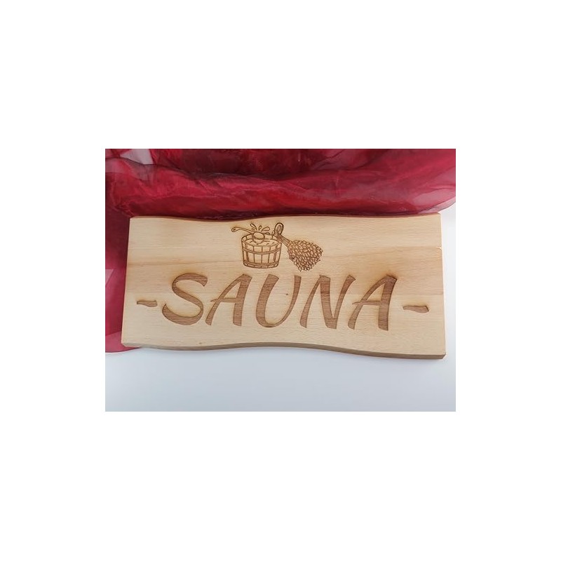Generisch Sauna Sign Solid Beech Wood 38 x 17 cm
