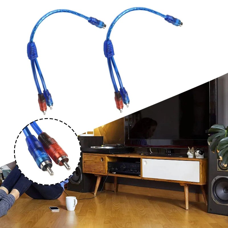 2pcs RCA Y Splitter Audio Jack Cable Adapter 1 Female