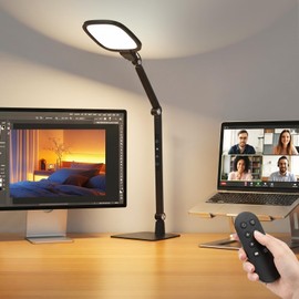 NoeiiT LED Desk Lamp for Home Office, Eye-Caring Computer Light, Dimmable Desk Light with Memory & Timer,5 Color 5 Brightness Table Lamp,18W Work Light for Video Calls, Conference, Reading, Study