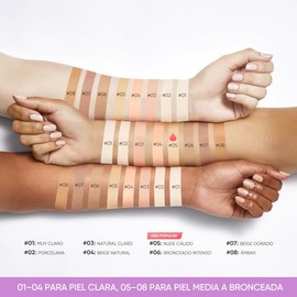 Base de Maquillaje Cremosa Matte, Alta Cobertura, Larga Duración 12H, Resistente al Agua, FPS 30+, 7.5 g (06 BRONCEADO INTENSO)