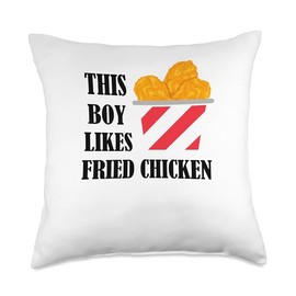 Fried Chicken Chef Food Quotes Boy Likes Fast Food Chicken Wings Throw Pillow, 18x18, Multicolor