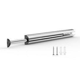 Tenovel Pull-Out Closet Clothes Closet Hanging Rod 14-Inch, Metal Telescoping Adjustable, Rust-Free Closet Hanging Clothes Hat Rack Rod (Mounting Screws Included)-Silver White