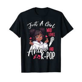 Just A Girl Who Loves Anime and K-Pop African American Afro T-Shirt