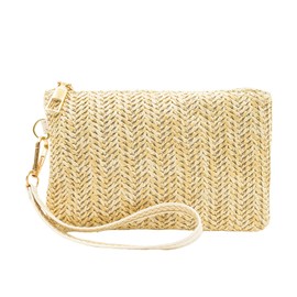 Spldsun Women's Straw Clutch Purse, Straw Handbag, Envelope Bag, Wallet, Summer Beach Bag, Purse Woven Handbags, for Storing Mobile Phones, Keys, Lipsticks, light yellow