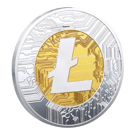 1Pcs Litecoin Coin, Litecoin Commemorative Coin 24K Gold and Silver Plated, 3mm LTC Cryptocurrency, Collectible Coin with Protective Case, Blockchain Cryptocurrency, Home and Office Decoration