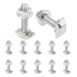 Rrina 12 Sets M6x30 304 Stainless Steel Hammer Head T-Slot Drop-in Stud Sliding Bolt Screw Flange Nut for 30 Series European Standard Aluminum Profile