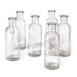 Serene Spaces Living Jarrones de Cristal Transparente para Capullos – Frascos de Boticario Vintage, Botellas Decorativas para Bodas, Centros de Mesa de Estilo Antiguo y Arreglos Florales - Juego de 6