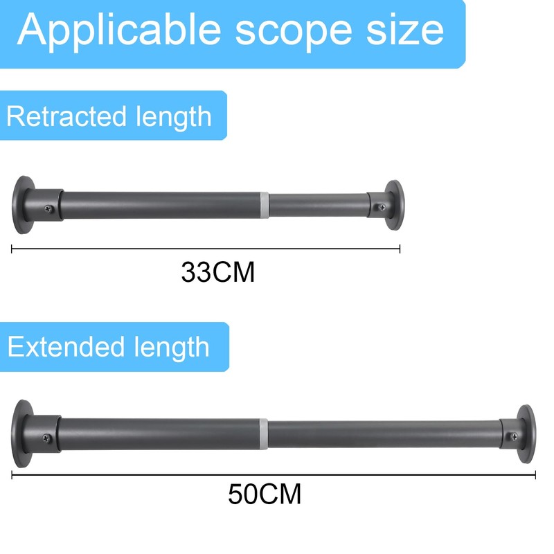 Wardlock 33cm-54cm Grey Extendable Stainless Steel Wardrobe Rail, Adjustable Clothes