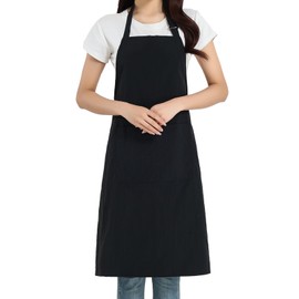 cozycube Apron, Neck and Shoulder Hanging, Adjustable Length, Large Capacity Pockets, Lightweight Material, Smooth, Abrasion Resistant, Durable, Long Lasting, Anti-Pilling, Fade-Resistant, Unisex, Cooking, Work (Black (Neck Type)