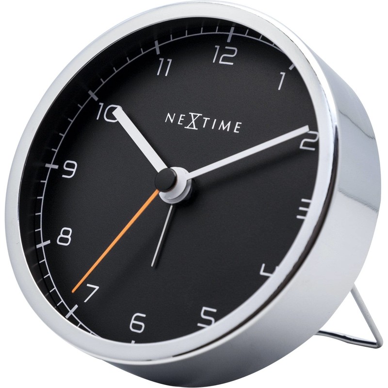 NexTime alarm clock, COMPANY ALARM very silent, black/metallic, ø 9