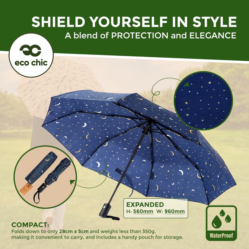 ECO CHIC Automatic Umbrella Windproof Strong Compact Folding Travel Umbrella
