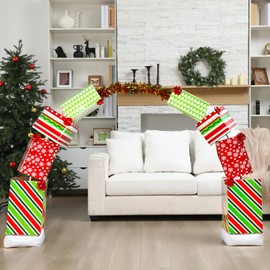 Kinlop 8 Pcs Stackable Christmas Gift Box Decorations, Large Decorative Christmas Stacking Gift Boxes Porch Arch Decor for Xmas Holiday Lawn Yard Garden Home Indoor Outdoor(Classic)