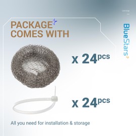 BlueStars 24 Pieces Washing Machine Lint Traps with 24 pcs Cable Ties, Rust-Proof Stainless Steel Mesh Lint Snare Trap for Washer Hose Lint Catchers