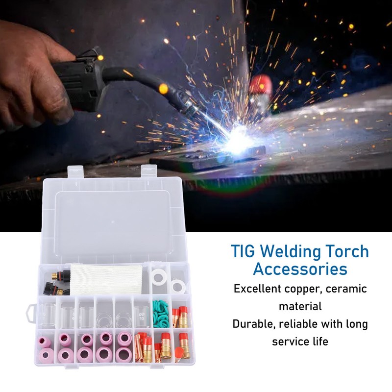 56Pcs TIG Welding Torch Accessories Kit Ceramic Nozzle Glass Cup