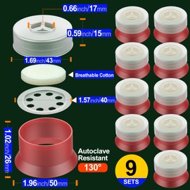 Biomed Solutions Mushroom Grow Bag Cap and Ring for Cultivating Sealing Cotton Filter Cover 40mm(Pack of 9)