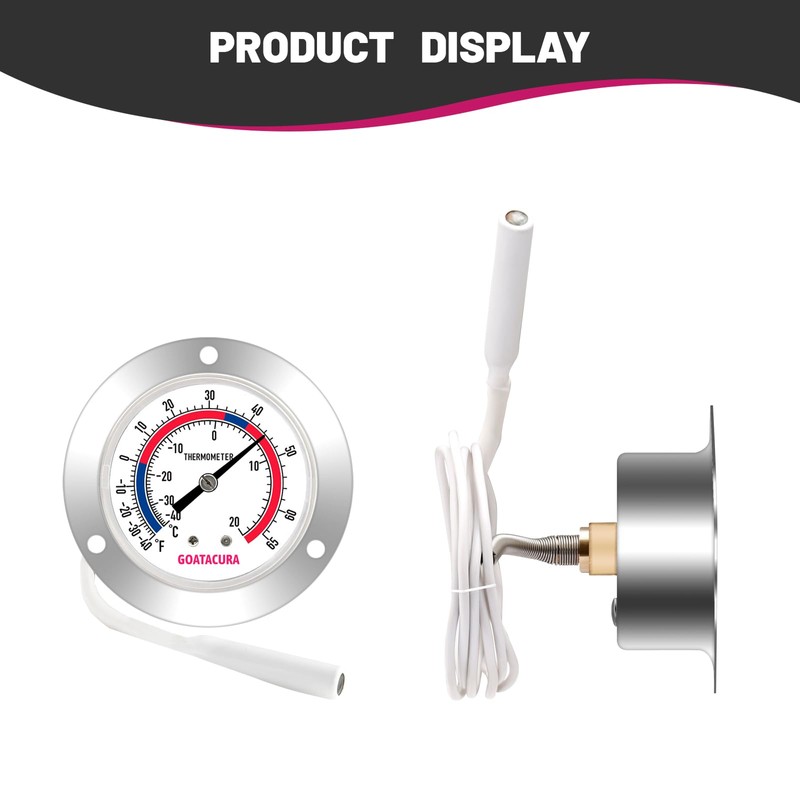 GOATACURA Vapor Capillary Refrigeration Thermometer, Stainless Steel Flanged Panel Mount,
