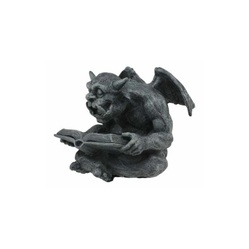 Notre Dame Horned Gargoyle With Spell Book Statue Demonic Bibliography