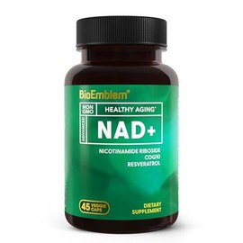 BioEmblem Suplemento NAD+ | 300 mg de ribósido de nicotinamida con CoQ10 y resveratrol | Apoya el envejecimiento saludable, la energía celular y la fu