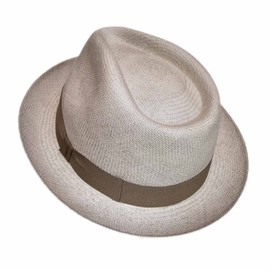 Genuine Panama Hats - Teardrop Straw Fedora - Short Brim - Many Colors - Handwoven in Ecuador - Travel Hat Box Included (Vintage Brown, Medium)