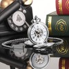TREEWETO Mens Antique Skeleton Mechanical Silver Pocket Watch Dragon Hollow