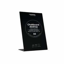 Europel Desktop Chalkboard L-Standard, A6, Polystyrene, Slate Style, Integrated Stable Base, Single-Sided Presentation, for Restaurant, Hotel, Festival, Food Truck, Office, Counte, Black