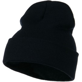 MG 12 Inch Long Knitted Beanie (Navy OSFM)