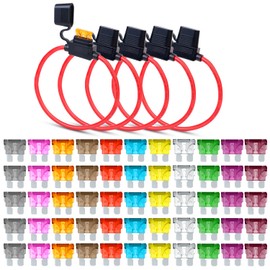 Ledvillage Pack of 5 Inline Fuse Holder 14AWG 1FT – Heavy Duty Automotive Blade Fuse Holder 2A/3A/5A/7.5A/10A/15A/20A/25A/30A/35A/40A Ideal for Car, Marine, Solar, and RV Applications