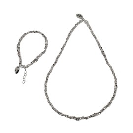 Celestara Jewelry, 925 Sterling Silver Rope Chain Set, Italian-Made Necklace & Bracelet Set - with Luxurious Gift Box