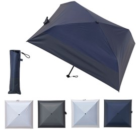 Moonbat Masu Men's Parasol, Sun or Rain, Square Folding Umbrella, Bi-Color, 19.7 inches (50 cm) (Ultra Lightweight, Ultra Slim), Bicolor / Navy Blue