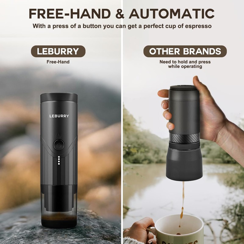 LEBURRY Portable Espresso Machine - Travel Espresso Maker for Both