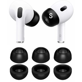 Memory Foam Tips Compatible with AirPods Pro 2nd gen. and 1st gen, No Silicone Eartips Pain. Anti-Slip Eartips, Slow Rebound Sponge AirPodsPro Ear Tip,3 Pairs (S Size, Foam Black) S