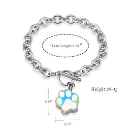 Dog Paw Print Cremation Jewelry for Ashes Memorial Urn Bangle for Pet Stainless Steel Urn Bracelet Ashes Holder, Metal, not known,