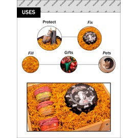 YOTEI SPIRIT® 500 g Shredded Cognac Paper for Gift Box - Filling Material for Packages, Baskets, Boxes and Packaging - Protection and Decoration (500 g, Cognac)