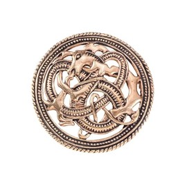 Viking Brooch Fire Dragon Bronze Mystical Brooch Viking Gown Jewellery Fibel LARP, Bronze