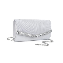 Gladdon Women's Glitter Evening Bag, Shiny Elegant Envelope Bag, Rhinestone Cross Body Shoulder Bag for Wedding, Party, Banquet, Holidays, Gift, B-silver, S